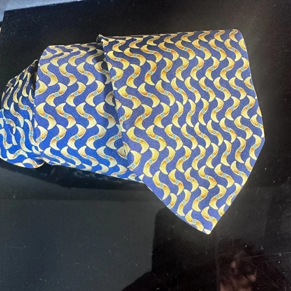 Gucci Silk Tie Psychedelic Blue Mid Century Modernist Retro Mens Mans Neckwear